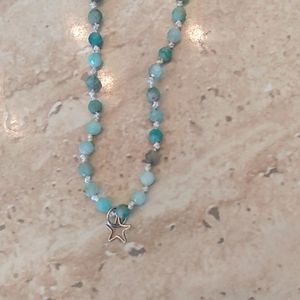Aquamarine genuine gemstone necklace